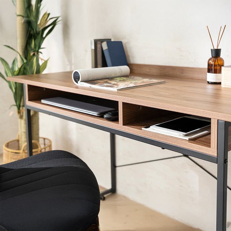 棚付きデスク IF ウィズダム WAL/BK【お客様組立商品】の通販｜東京