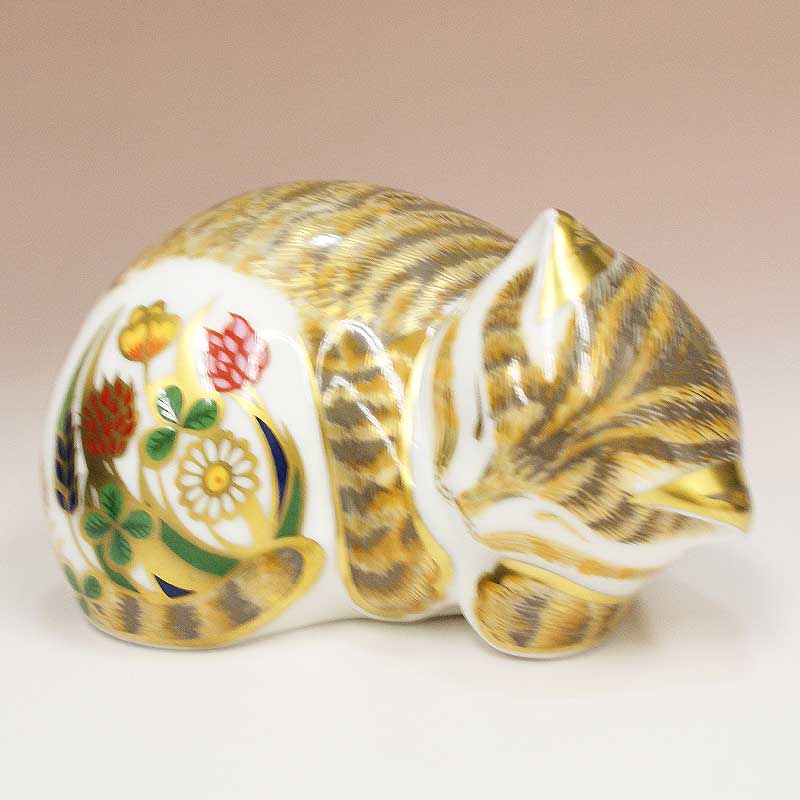 ロイヤルクラウンダービー　猫のペーパーウェイト　21周年記念 1500体限定品 LAVENDER　2002年