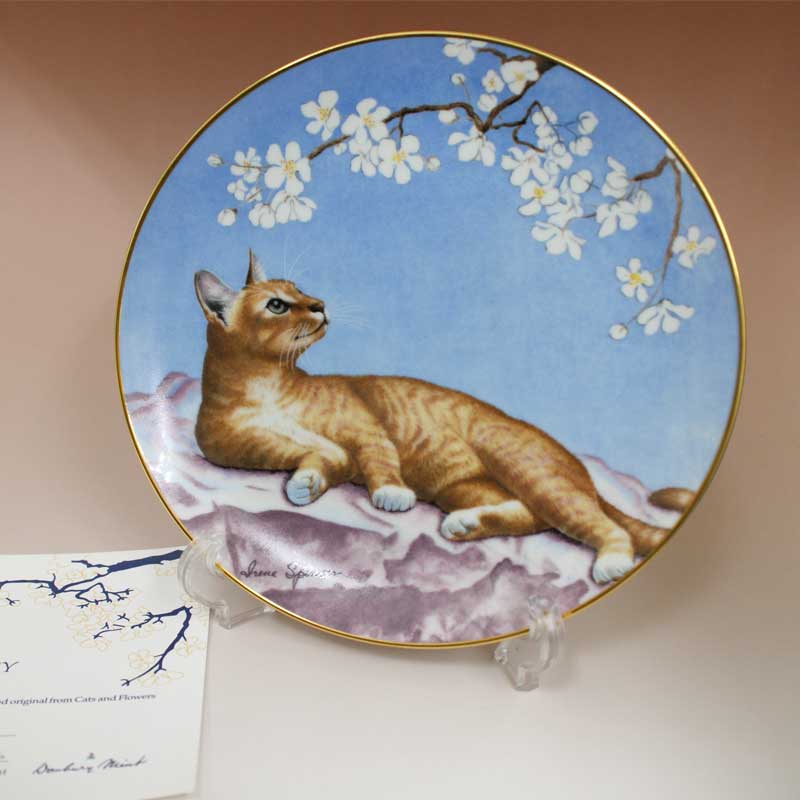 ダンバリーミント猫の絵皿プレート ONE DAY IN MAY アイリーン・スペンサー 証明書付1989年