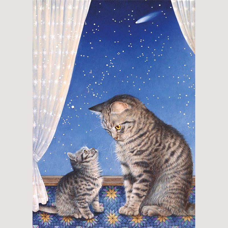 レズリーアンアイボリー 猫の輸入グリーティングカード封筒付 Mintaka with his mother Lucy