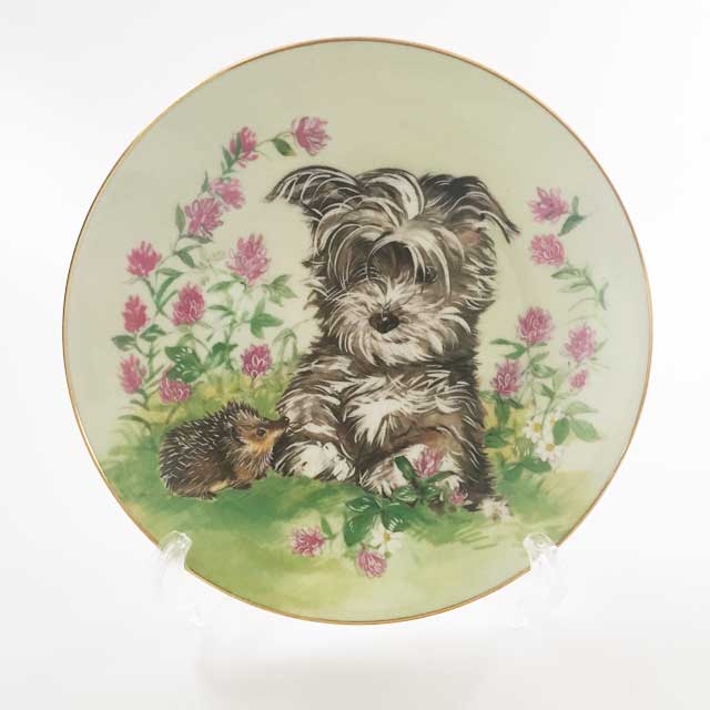 ロイヤルウースター犬とはりねずみの絵皿プレート RSPCA MAKING