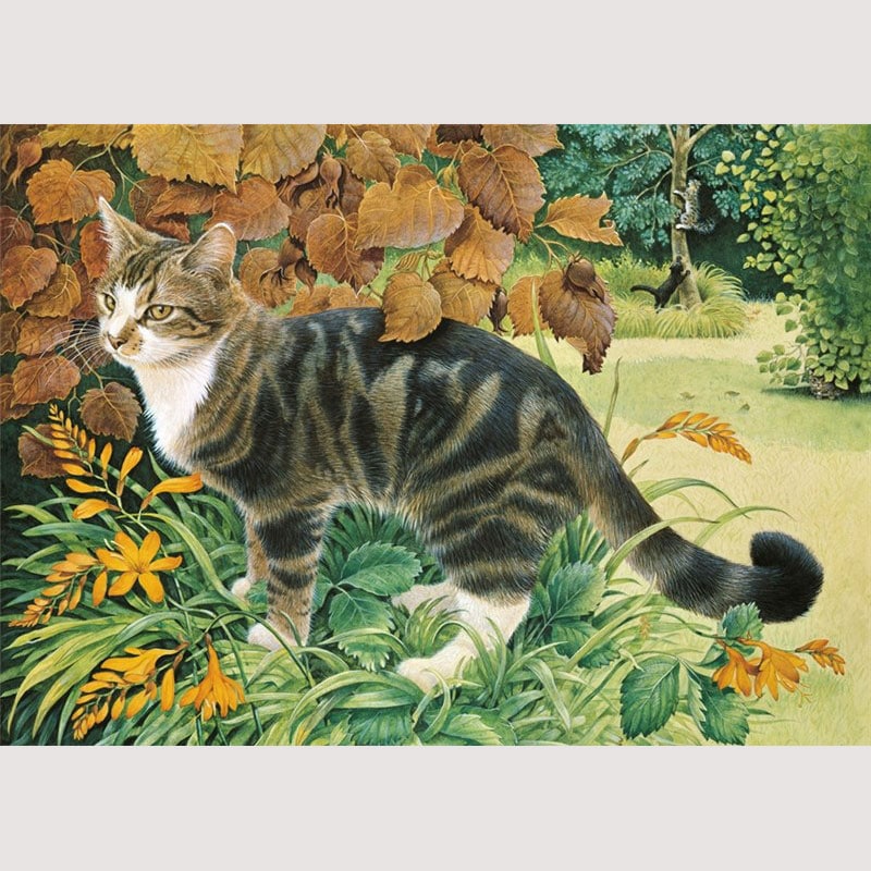 レズリーアンアイボリー 猫の輸入グリーティングカード封筒付 Twiglet under copper filbert