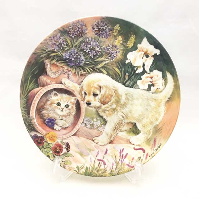 コールポート 子猫と子犬の絵皿 パム・クーパー　Hide and Seek シリアルナンバー入り