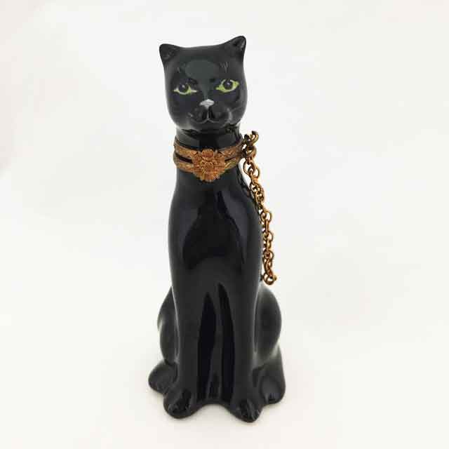 リモージュボックス 黒猫のエナメルボックス、トリンケットボックス　フランス