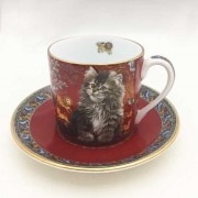 Lesley's Cats　カップ＆ソーサー デミタスカップ　レッド ダンバリーミント