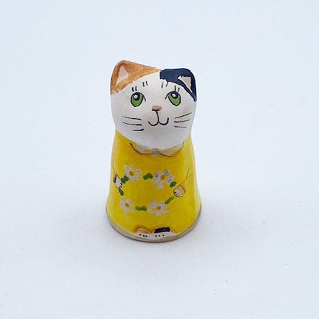 イギリス 素焼きのミニ猫　シンブル　デイジー Merryfield Pottery