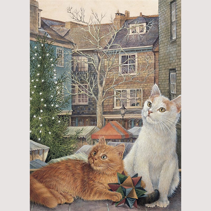 レズリーアンアイボリー 猫の輸入グリーティングカード封筒付 Dandelion and Snowdrop