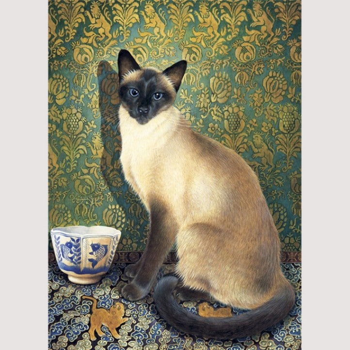 レズリーアンアイボリー 猫の輸入グリーティングカード封筒付 Phuan and the Chinese rice bowl