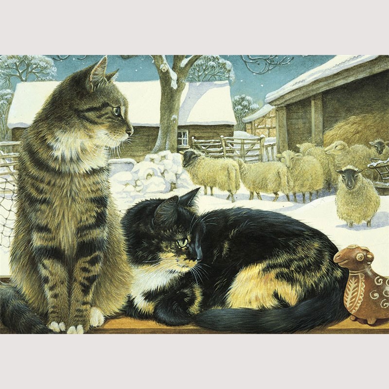 レズリーアンアイボリー 猫の輸入グリーティングカード封筒付 While Shepherds Watched - Octopussy and Motley