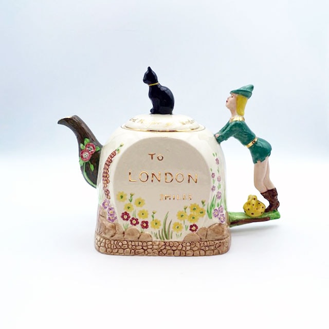 「ウィッティントンと猫」ティーポット Garden House Pottery 1940年代 イギリス製