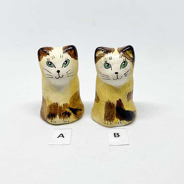 イギリス　メリーフィールドポッタリー 素焼きのミニ猫　シャム猫　シンブル　Merryfield Pottery