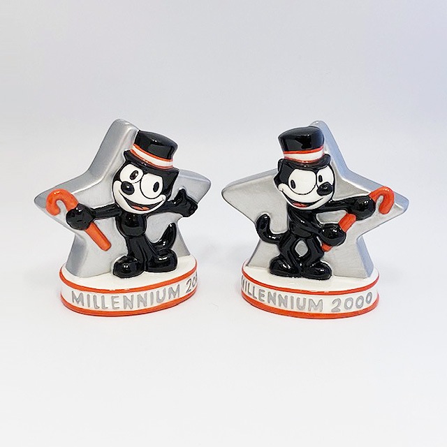 Felix The Cat　2000年ミレニアム記念　ソルト＆ペッパーシェイカー　Clay Art