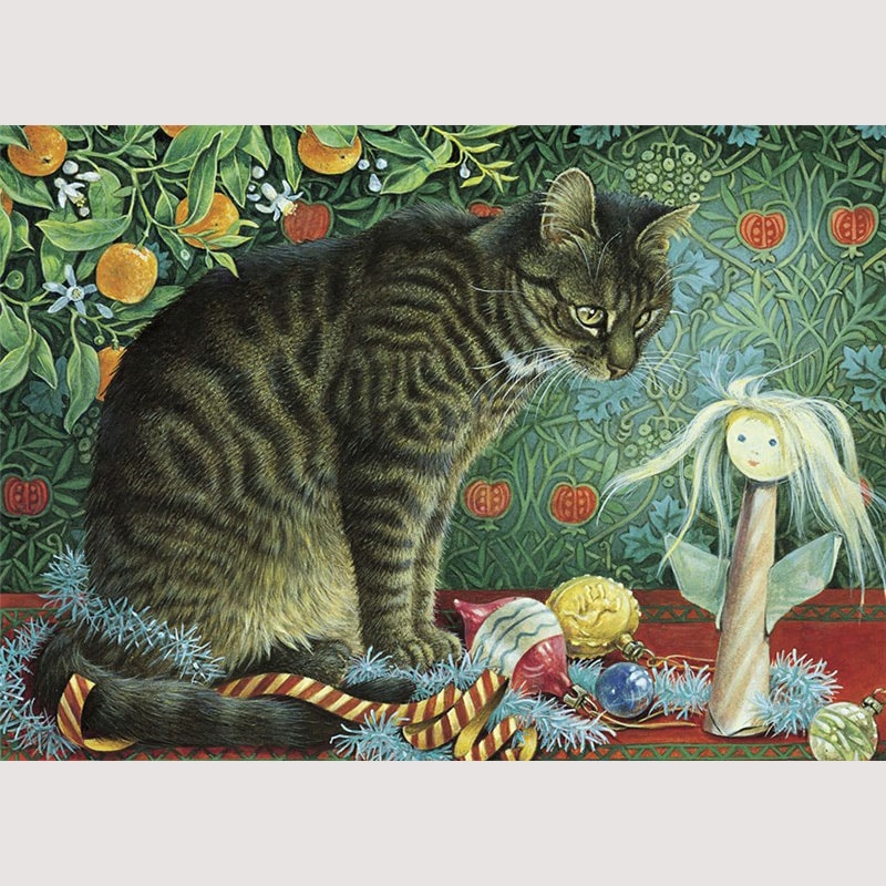 レズリーアンアイボリー 猫の輸入グリーティングカード封筒付 Muppet with Louise's angel