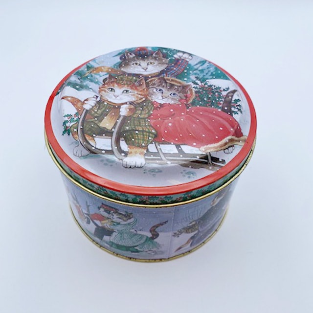 Bentley’s スーザンハーバート　クリスマスキャットのイラスト缶　イギリス製　1992年