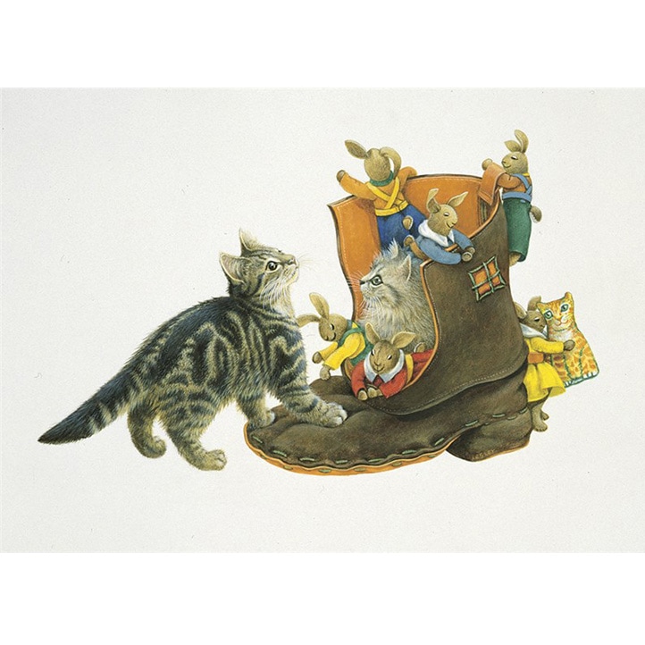 レズリーアンアイボリー 猫の輸入グリーティングカード封筒付 Octopussy and the naughty rabbits