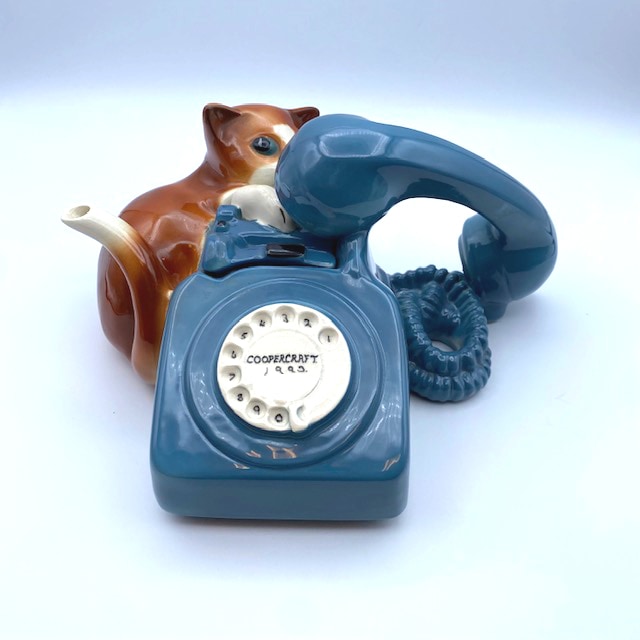 猫とダイヤル式電話型のティーポット Coopercraft イギリス 1993年 <レア>