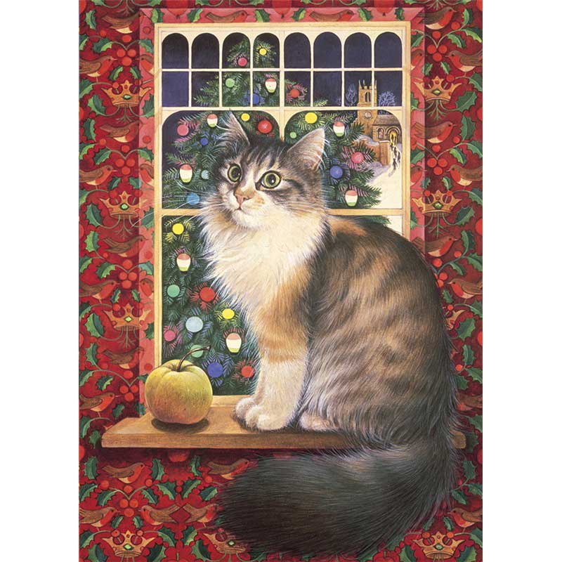 レズリーアンアイボリー 猫の輸入グリーティングカード封筒付 Agneatha with the apple