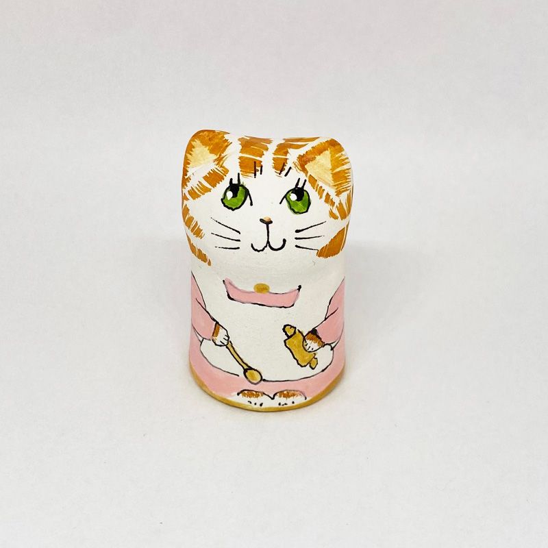 イギリス 素焼きのミニ猫　パン屋　ベイカー　茶トラ猫  Merryfield Pottery