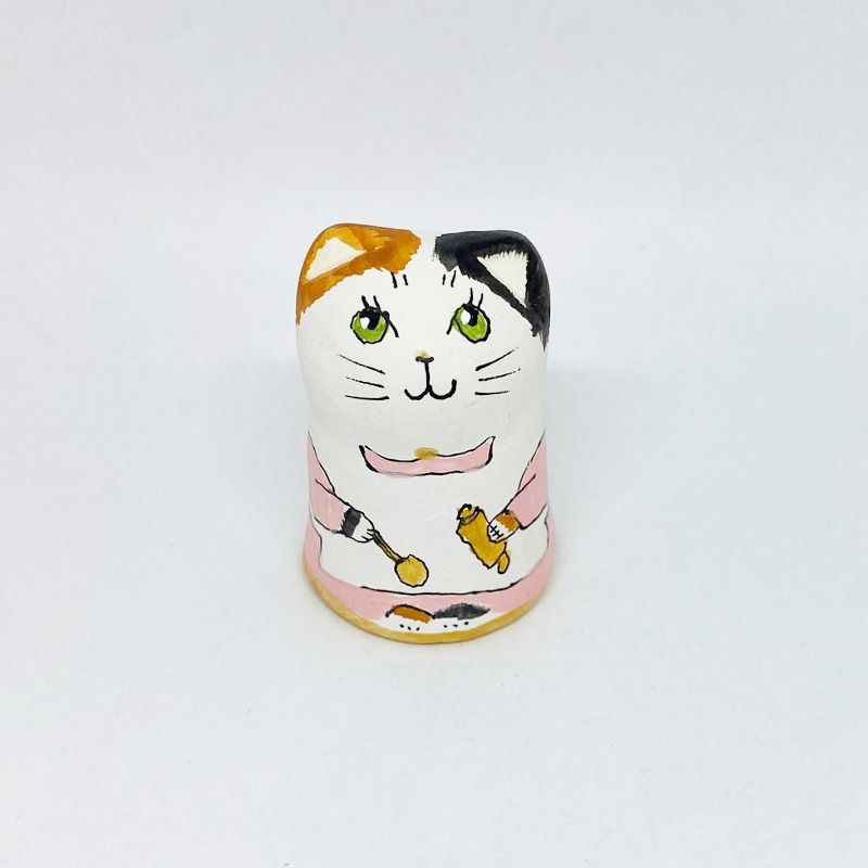 イギリス 素焼きのミニ猫　パン屋　ベイカー　三毛猫  Merryfield Pottery