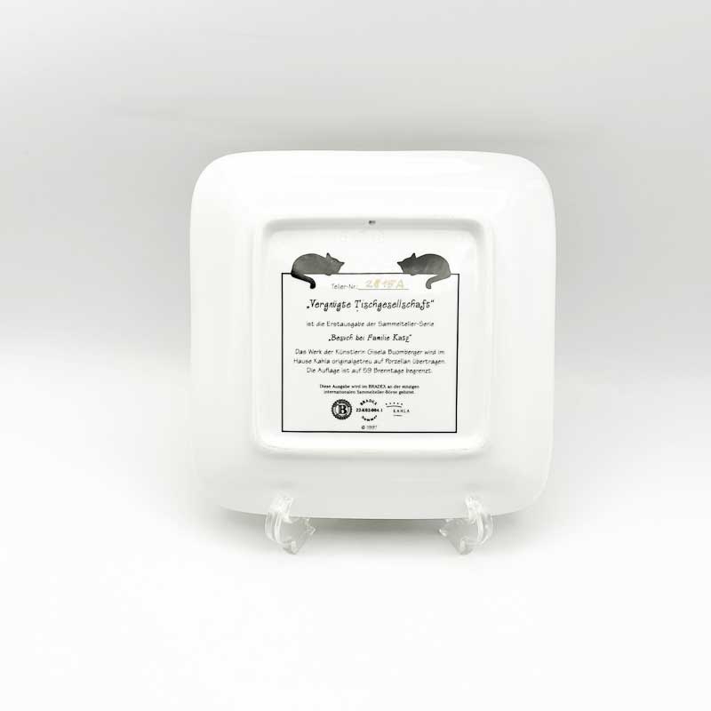 GISELEA BUOMBERGER  猫ファミリーの楽しいティータイム　スクエア型絵皿　ドイツ製