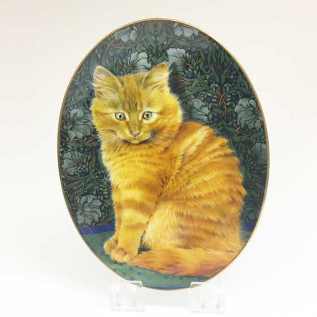 ロイヤルウースター Lesley Anne Ivory オーバル型絵皿 茶トラ ウイリアムモリス