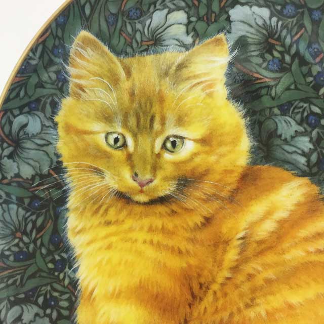 ロイヤルウースター Lesley Anne Ivory オーバル型絵皿 茶トラ ウイリアムモリス