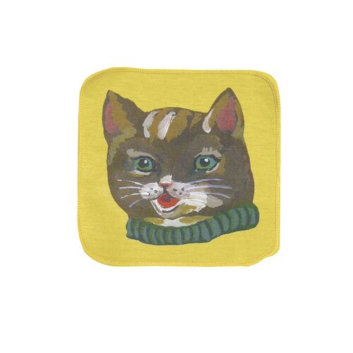Nathalie Lete　ナタリーレテ 猫柄ハンカチ　ハンドクロス　黄色