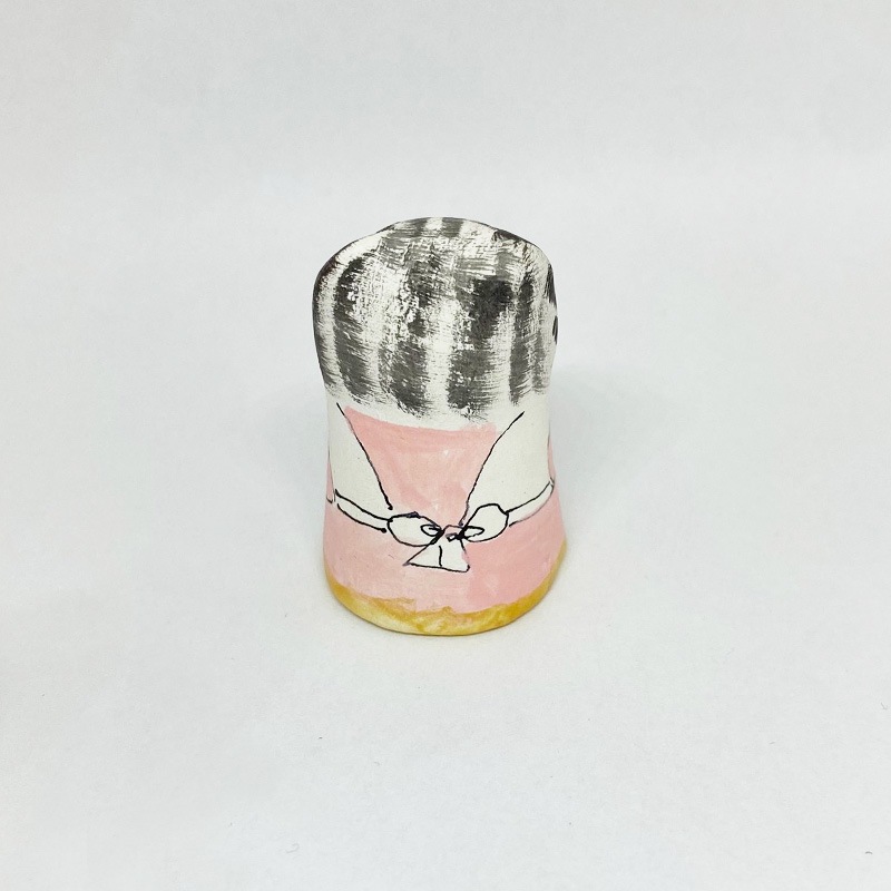イギリス 素焼きのミニ猫　パン屋　ベイカー　サバトラ猫  Merryfield Pottery