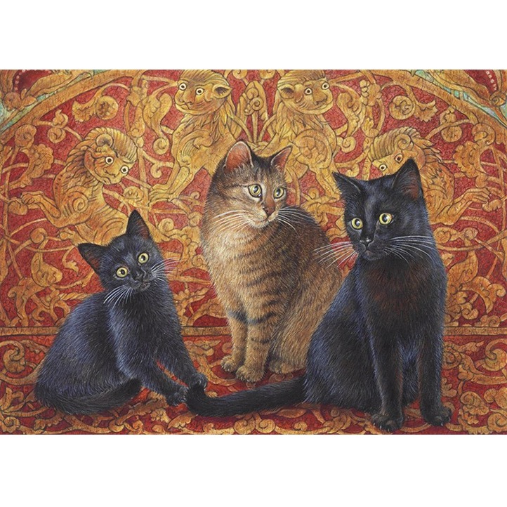レズリーアンアイボリー 猫の輸入グリーティングカード封筒付 Hannibal, Morse and Sage