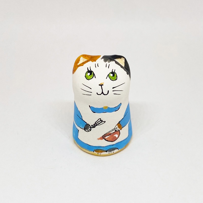 イギリス 素焼きのミニ猫　パン・クッキー作り　ベイキング　三毛猫  Merryfield Pottery