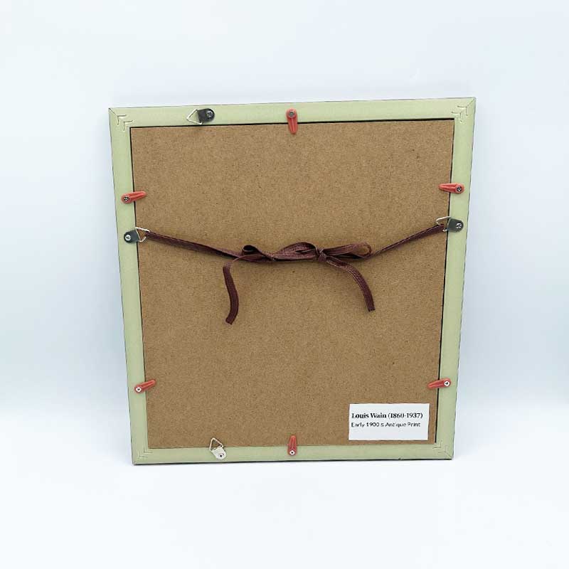 ルイスウェイン Louis Wain　親子猫のアンティークプリント　1900初期頃　額装済