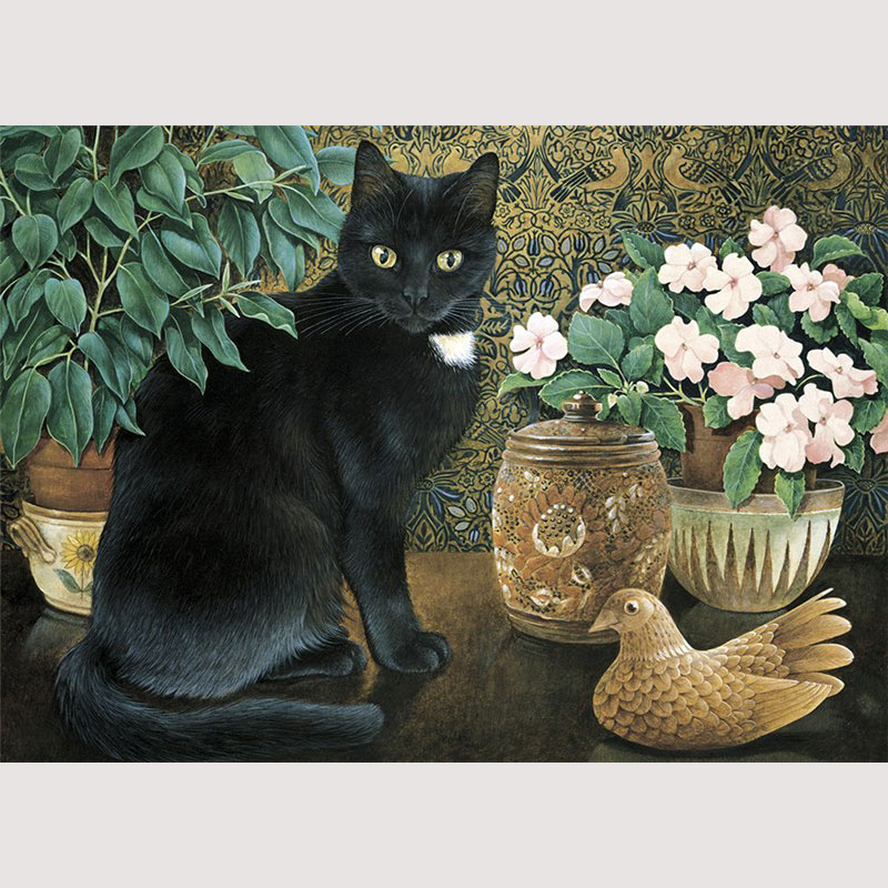 レズリーアンアイボリー 猫の輸入グリーティングカード封筒付 Gabrielle with Grandfather's tobacco jar