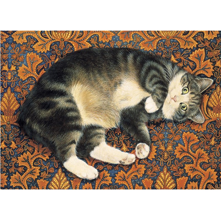 レズリーアンアイボリー 猫の輸入グリーティングカード封筒付 Harry on batik material