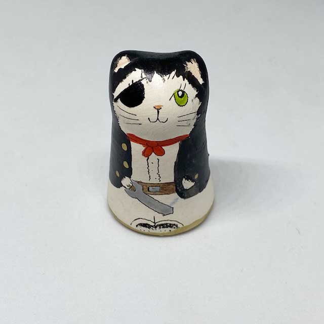 イギリス 素焼きのミニ猫　シンブル パイレーツ 海賊猫  Merryfield Pottery