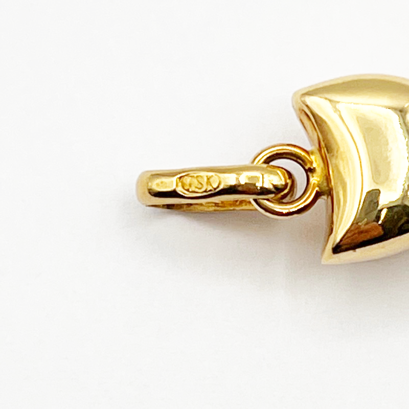 イタリア製 K18ゴールドとジェムストーンの猫型チャーム