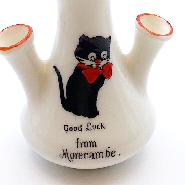 GOOD LUCK BLACK CAT 幸運の黒猫 三口の花瓶 1900年代初～中期 グッド
