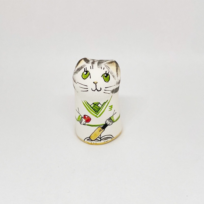 イギリス 素焼きのミニ猫　クリケット　サバトラ猫  Merryfield Pottery