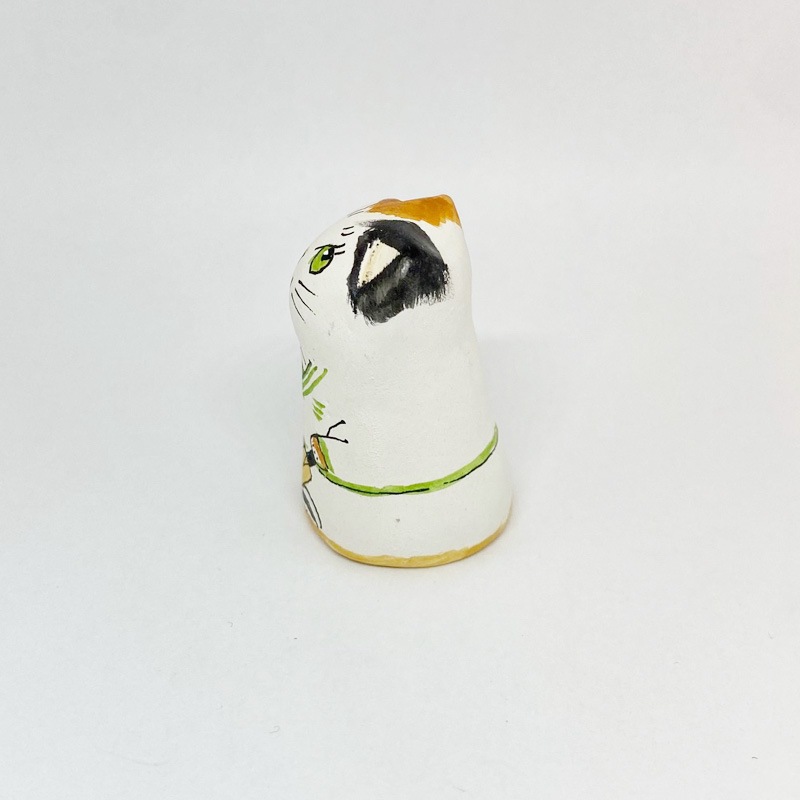 イギリス 素焼きのミニ猫 クリケット 三毛猫 Merryfield Pottery