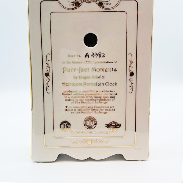 Bradford Exchange 猫柄の陶器製時計 数量限定品 ユルゲン・ショルツ シリアルナンバー入り