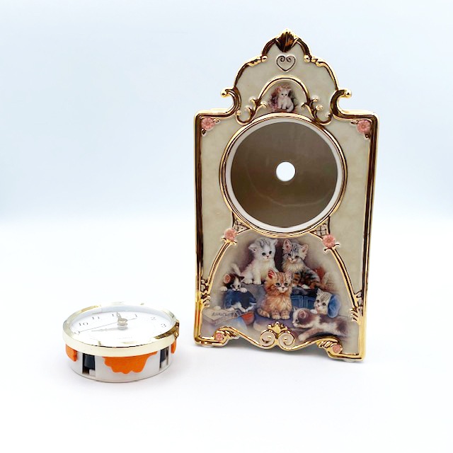 Bradford Exchange 猫柄の陶器製時計 数量限定品 ユルゲン・ショルツ シリアルナンバー入り