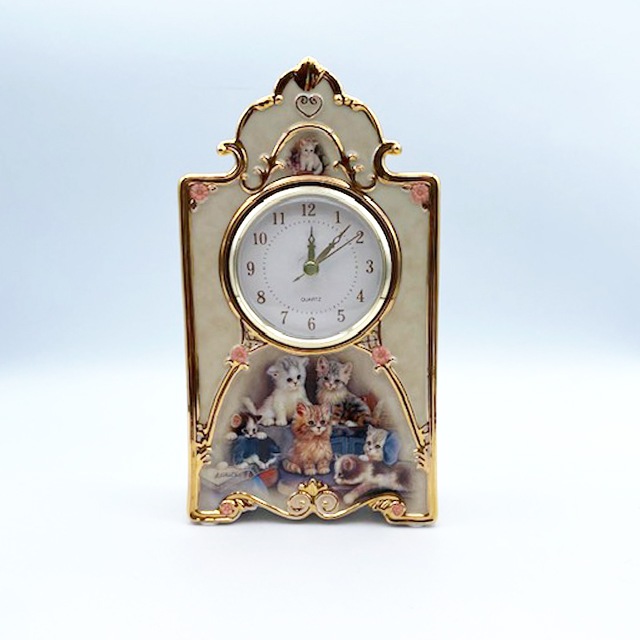 Bradford Exchange 猫柄の陶器製時計 数量限定品 ユルゲン・ショルツ シリアルナンバー入り