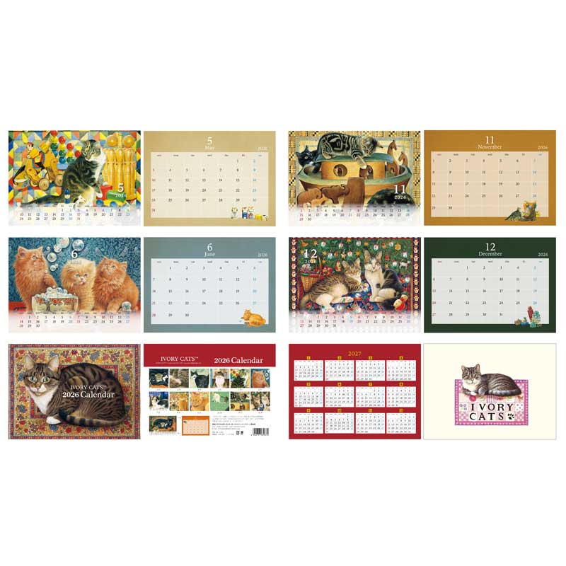 2026年カレンダー アイボリーキャッツ IVORY CATS 卓上カレンダー　ディアカーズ