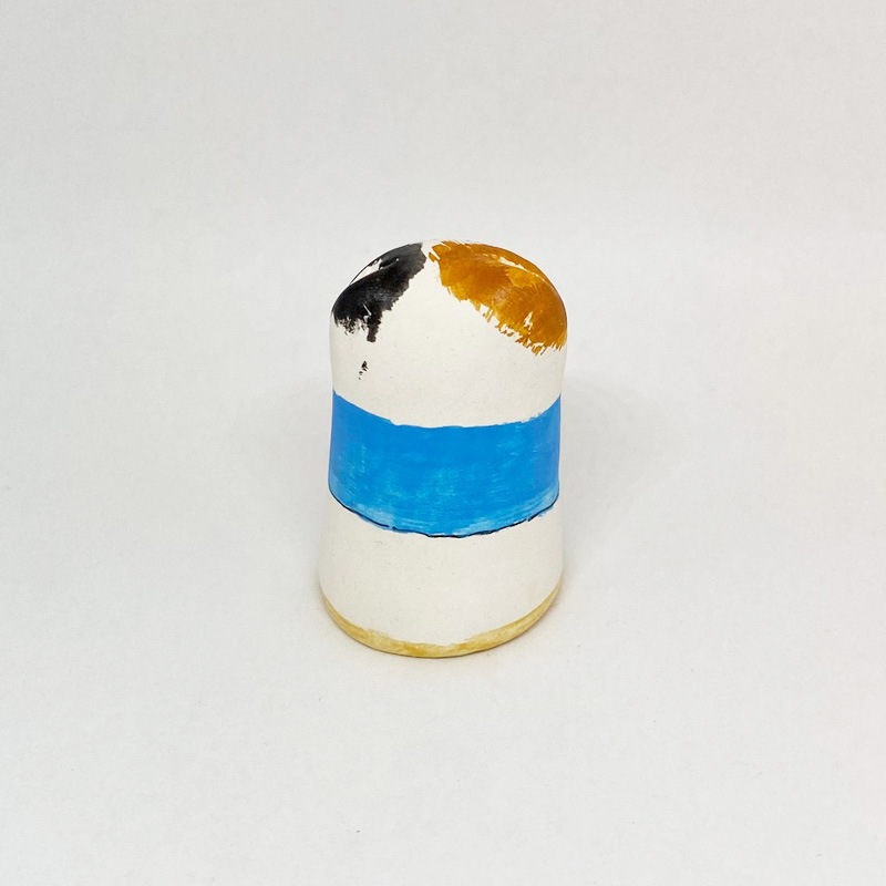 イギリス 素焼きのミニ猫　フィッシュアンドチップス　三毛猫  Merryfield Pottery
