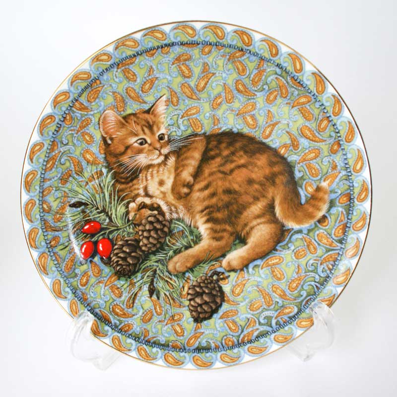 エインズレイ レズリー・アン・アイボリー猫の絵皿 Meet My Kittens 1月ブラッサム