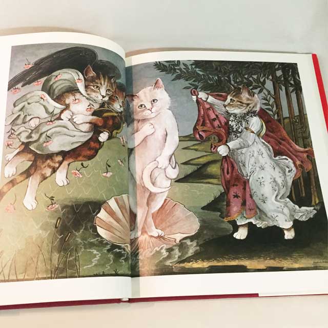 ジャクリーン　ハンバート、【赤いバックの猫】、希少な額装用画集より ジャクリーン ハンバート、【赤いバックの猫】、希少な額装用画集より