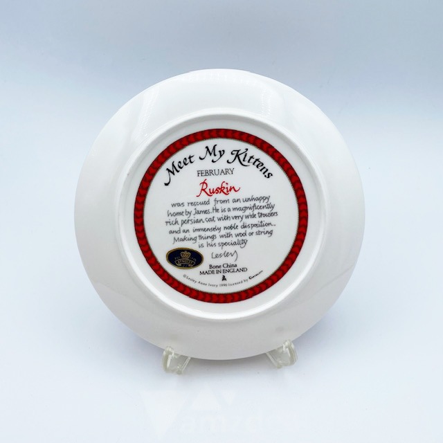 エインズレイ レズリー・アン・アイボリー猫の絵皿 Meet My Kittens 2月ラスキン