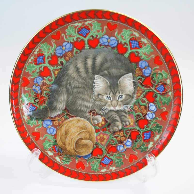 エインズレイ レズリー・アン・アイボリー猫の絵皿 Meet My Kittens 2月ラスキン