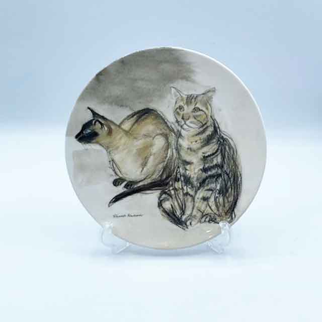 ロイヤルドルトン エリザベス・ブラックアダー 猫の絵皿プレート Puskas & Tigger