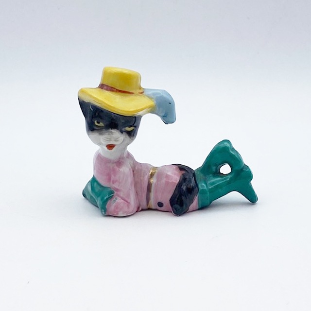 長靴を履いた猫 フィギュリン 黄色の帽子　1950年代頃の日本製　里帰品