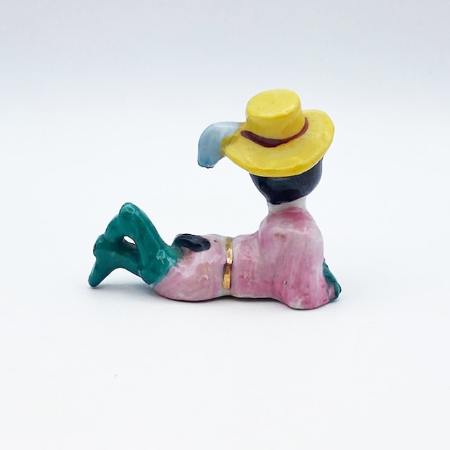 長靴を履いた猫 フィギュリン 黄色の帽子　1950年代頃の日本製　里帰品